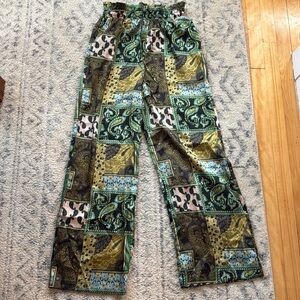 Free people satin patchwork pants